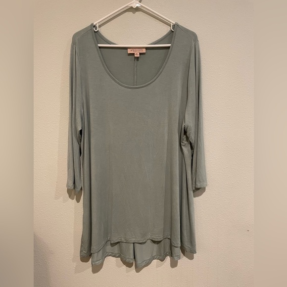 Women’s 2X Philosophy light sage green long line loose fit tunic. - Picture 1 of 4